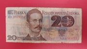 Banknot 20 zł z 1982r, Seria AA.