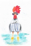 Obraz akwarelowy, kogut