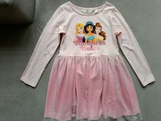 H&M Diney Księżniczki Sukienka Różowa Tiulowa Dugi Rękaw Rozmiar 122/128