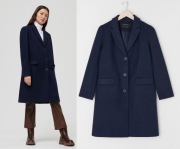 SINSAY klasyczny jednorzędowy płaszcz granat NOWY mięsisty S/36