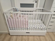 Łóżeczko Mokee MK-MINI 120 x 60 + szuflada białe