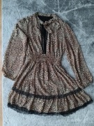 Super sukienka panterka z dodatkiem koronek, rozmiar uni, stan idealny