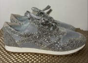 Srebrne, brokatowe adidasy dla Sroki rozm. 42 - 28cm