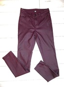 VILA bordowe woskowane spodnie rurki slim 38/40 M/L