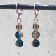 Ręcznie robione kolczyki z koralików szklanych bigle srebro 925 kwarc dymny