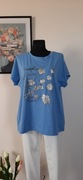 Niebieski t- shirt z aplikacją z przodu rozmiar XL 