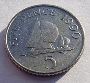 GUERNSEY 5 Pence 1990 ŁADNA