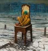 Krzysztof Heksel obraz olejny na płycie surrealizm