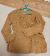 Vintage sweter kardigan, camel miodowy, moher wełna 