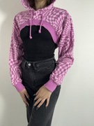 Krótka bluza z kapturem w różowy wzór rozm. XS H&M