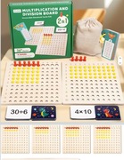 Drewniana, interaktywna gra edukacyjna 2 w 1 – mnożenie i dzielenie. 