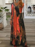 Sukienka maxi z rękawem 3/4 