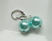 Błękitne  perły Majorka i srebro, kolczyki z perłami