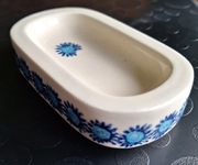 Mydelniczka ceramiczna PRL motyw kwiatowy chabry Vintage Unikat