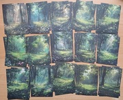 kartki 60 szt. las fantasy zielony scrapbooking