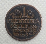 1 Pfenning - Jerzy II Hanowerski - Brunszwik-Lüneburg - 1729r.