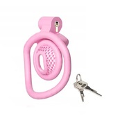 Mały lekki rózowy pas cnoty chastity cage 4 oringi 