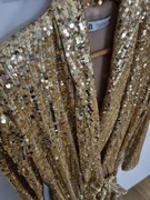 Kopertowa, złota sukienka ZARA z cekinami, rozmiar M, 38