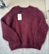 Sweterek burgundowy oversize 80% super kid moher italy