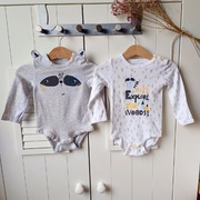 Body zestaw 74 szare białe z uszami panda długi rękaw bodziaki