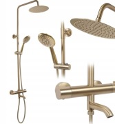 ZESTAW NATRYSKOWO-WANNOWY LUNGO ZŁOTO SZCZOTKOWANE TERMOSTAT REA