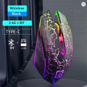 Mysz bezprzewodowa Bluetooth 5.2 + antena USB, Mysz do gier RGB, Cicha mysz