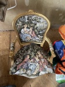 Dwa krzesła Ludwik gobelin złote drewno