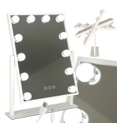 Lustro LED do makijażu Hollywood 15 żarówek dotykowe USB