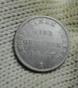 4 GROSCHEN  - 1/6 TALARA  Z 1817 R. ORYGINAŁ .SREBRO 