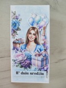 Kartka okolicznościowa na urodziny dla młodej kobiety rękodzieło 