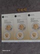 Monety 5 zł z folderami 3 szt
