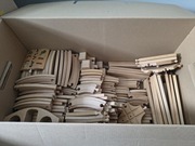 MEGA zestaw drewniane tory, dodatki. Kilkaset elementów 