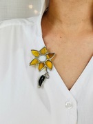 Szklana Witrażowa broszka kwiat "Słonecznik" Witraż Rękodzieło