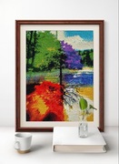 Cztery pory roku, obraz ręcznie haftowany krzyżykiem 