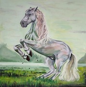 Obraz na płótnie, rękodzieło, akryl, koń 