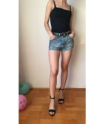 Spodenki dżinsowe Topshop MOTO W30 szorty z ćwiekami 38 M 40L grunge