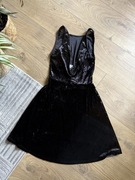 H&M czarna sukienka aksamitna welurowa elegancka 34 xs