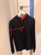 Bluza męska HUGO czarna z czerwonym logo – hoodie premium, nowa z metką