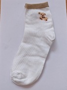 SKARPETKI DAMSKIE białe z Misiem Bawełna NOWE Lekkie