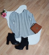 Szary sweter damski Jacqueline de Yong L na długi rękaw z koronką basic