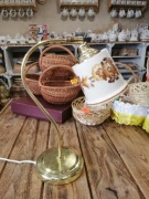 38cm złota lampa z kloszem fajans Włocławek