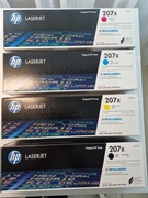 Komplet 4 ORYGINALNYCH tonerów HP 207A black+cyan+magenta+yellow puste 