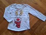 Świąteczna bluzka biała renifer 104 pepco