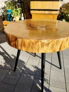 Stolik loft dębowy krążek żywica 