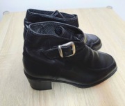 Czarne botki ze skóry Karelus buty skórzane 36 wiosenne na obcasie vintage