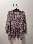 Dłuższa bluzka damska z falbanką mohito 36 S kwiaty