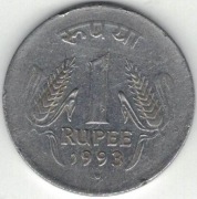 Indie 1 rupia 1993 N - 25 mm - Noida - nr 2