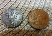 2 ore Szwecja 2 monety 1889/1932