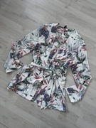 Narzutka biała w kwiaty kardigan wiązana H&M 36 S