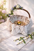 Serwetka do koszyczka robiona ręcznie na szydełku 